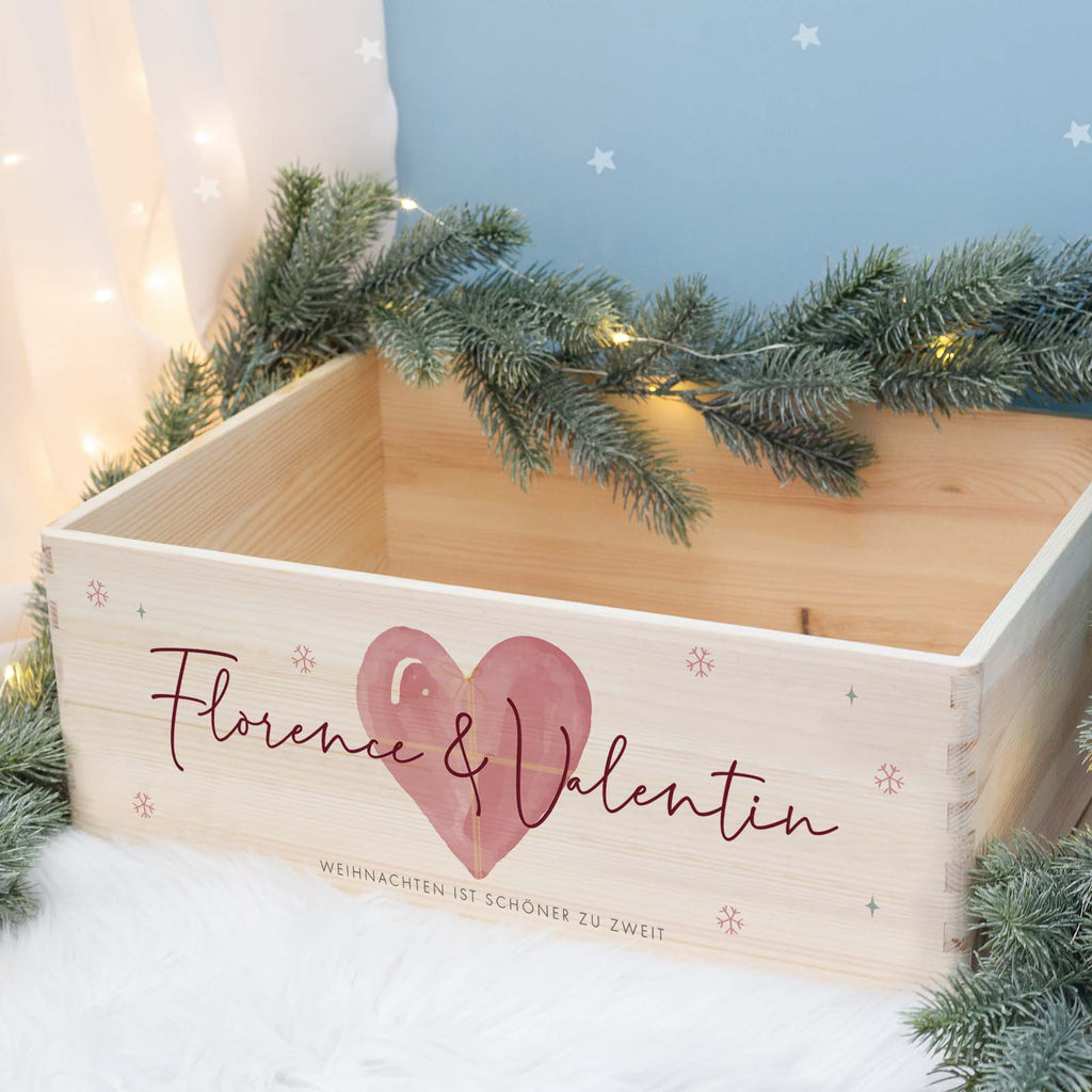 Aquarell-Adventskiste für Paare "Herz", Pärchen-Adventskalender zum Befüllen