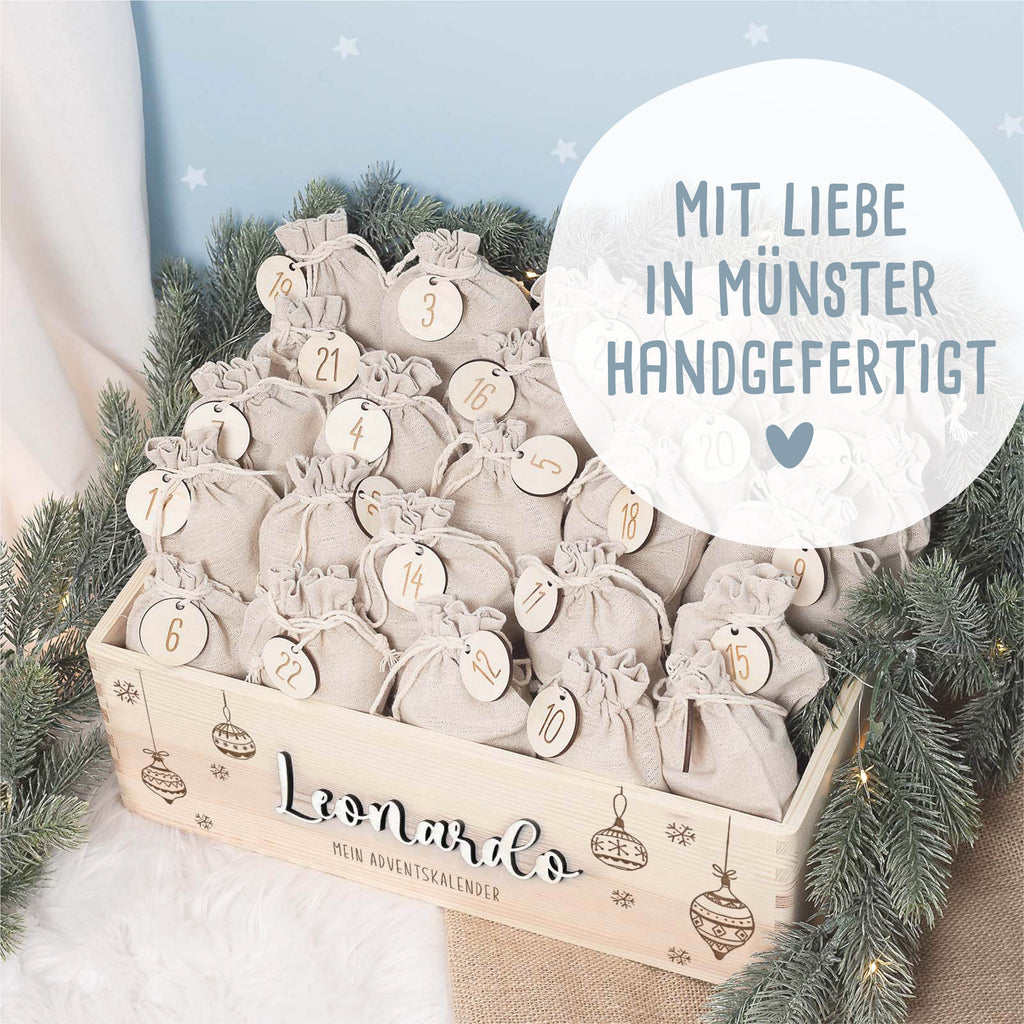Adventskiste "Zweige mit 3D-Name", Adventskalender zum Befüllen