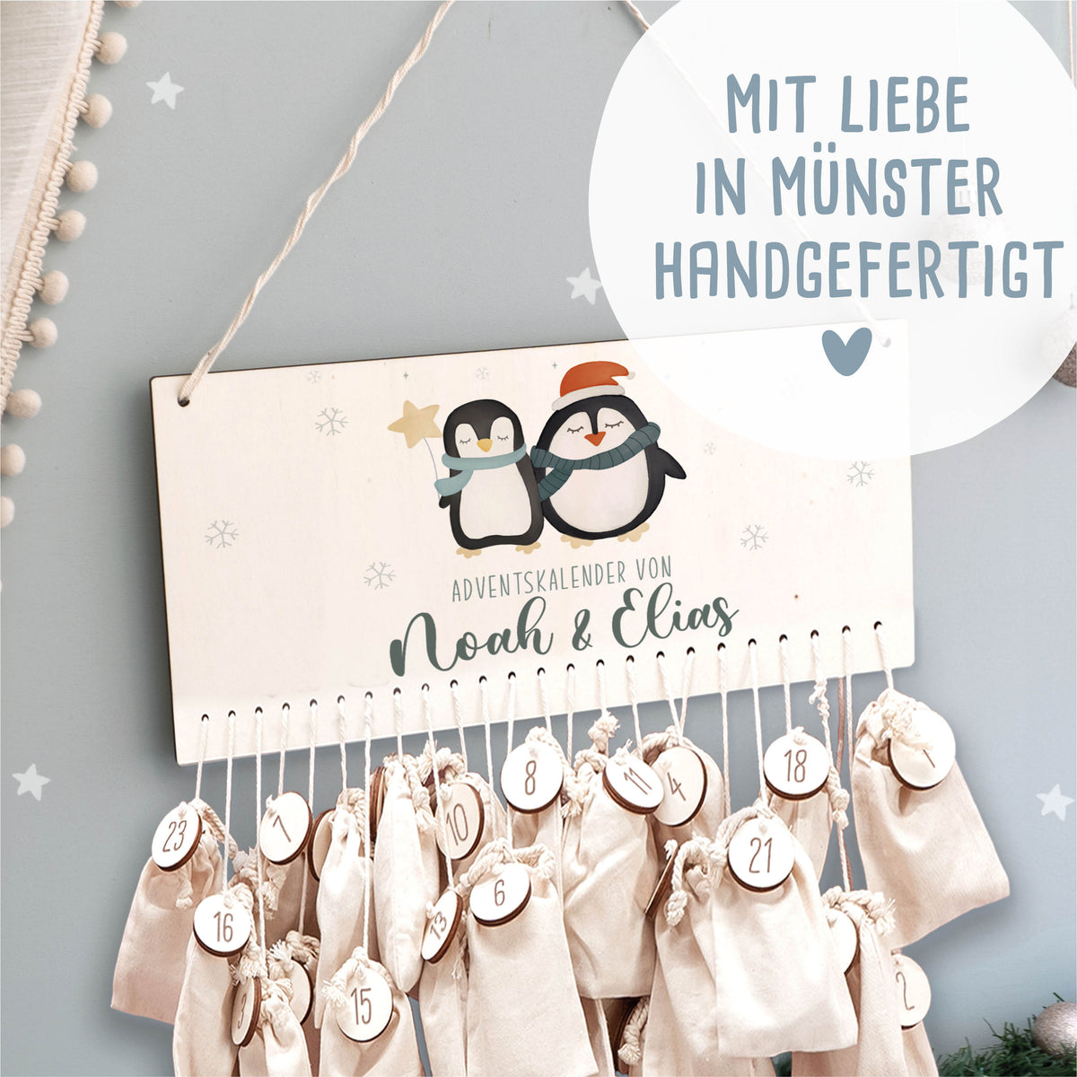Aquarell Adventskalender für Geschwister "Pinguine"