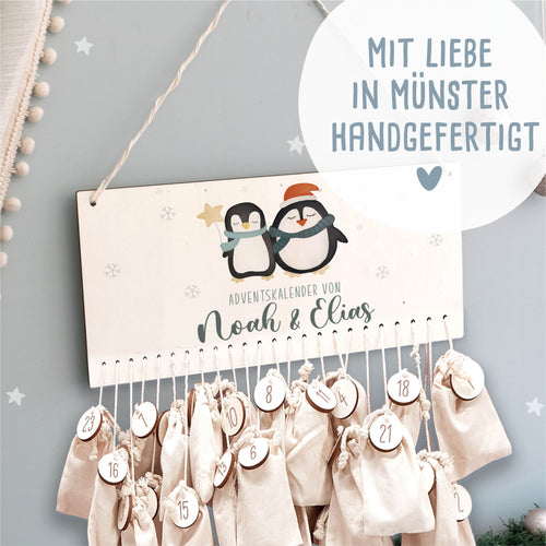 Aquarell Adventskalender für Geschwister "Pinguine"