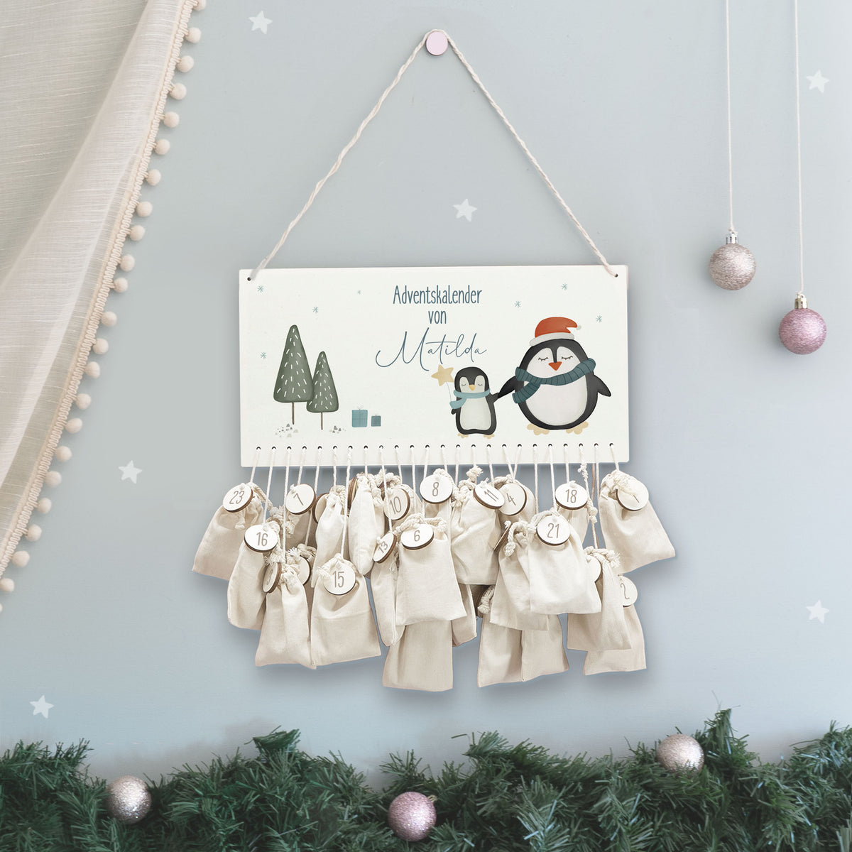 Aquarell Adventskalender "Pinguin" für Kinder