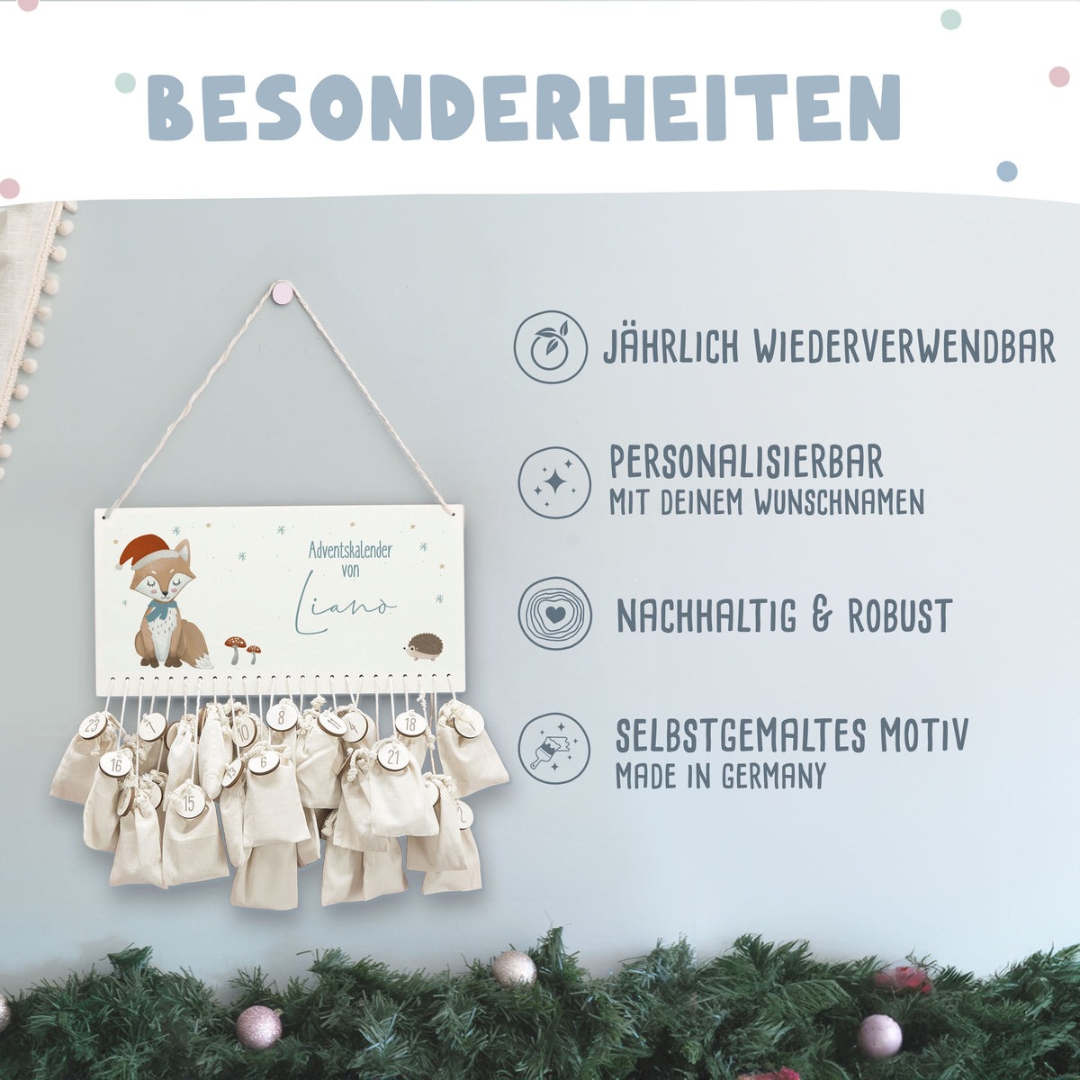Beleuchteter Aquarell Adventskalender "Fuchs"