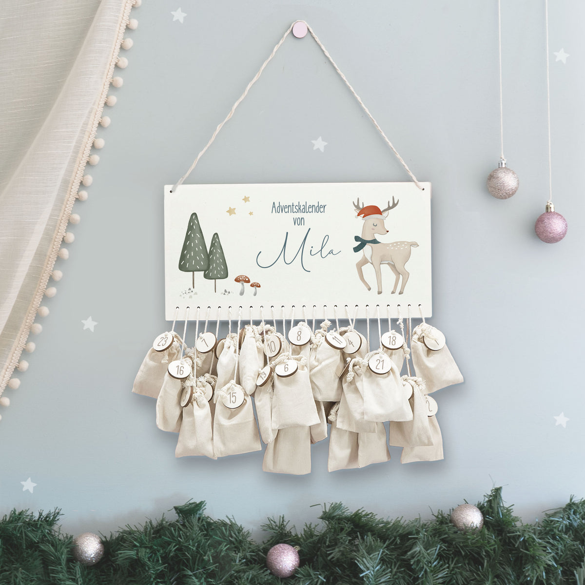 Aquarell Adventskalender "Reh" für Kinder