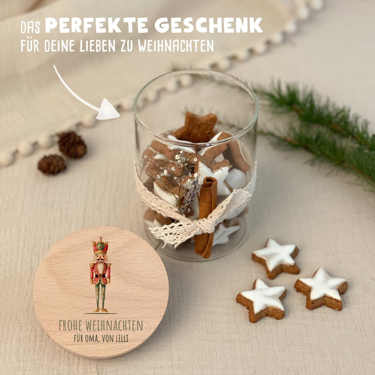 Personalisiertes Vorratsglas Aquarell "Nussknacker - Frohe Weihnachten"