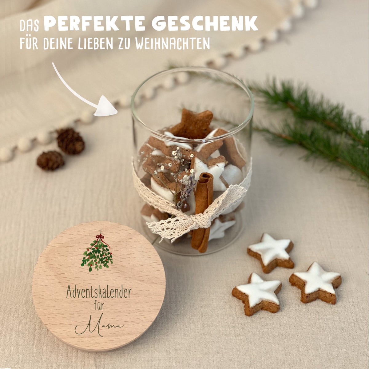 Personalisiertes Vorratsglas Aquarell "Mistelzweig"