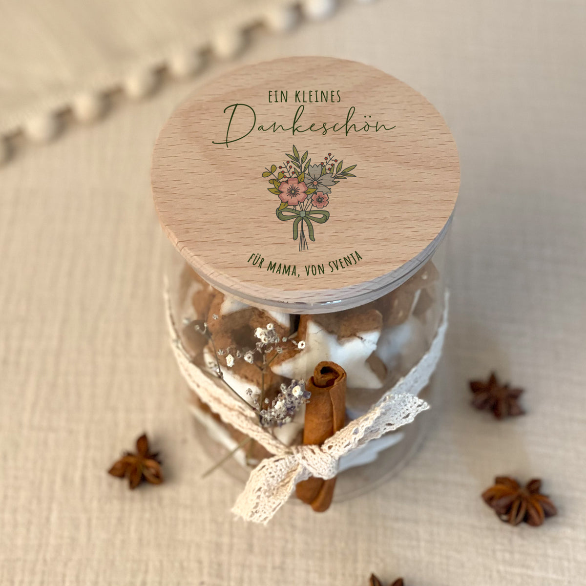 Personalisiertes Vorratsglas Aquarell "Blumenstrauß - ein kleines Dankeschön"