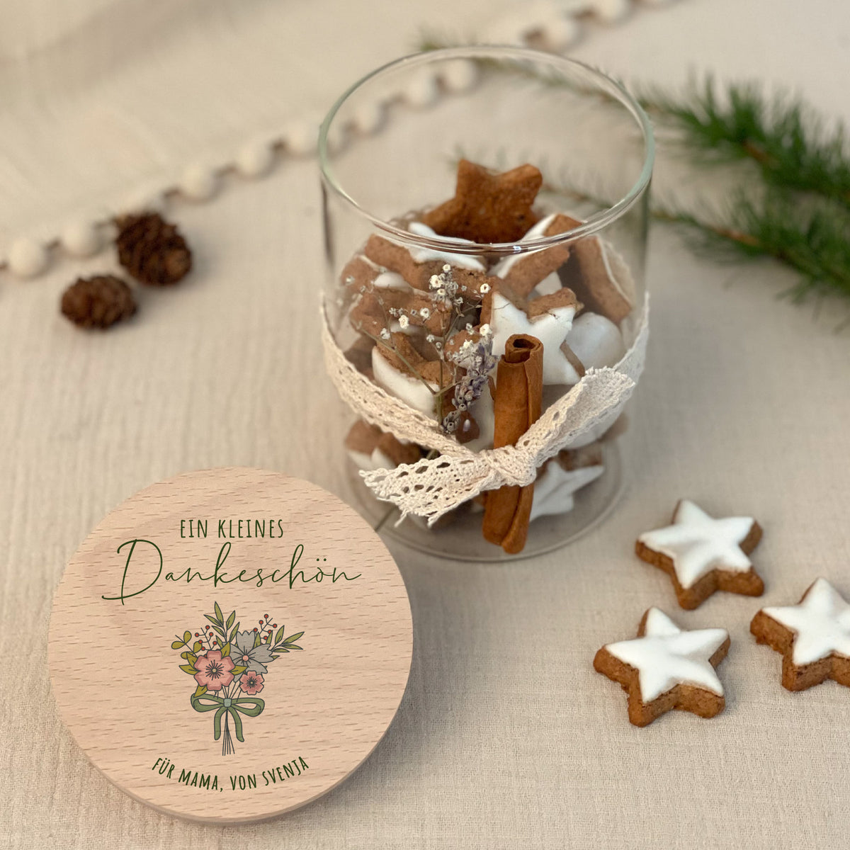 Personalisiertes Vorratsglas Aquarell "Blumenstrauß - ein kleines Dankeschön"