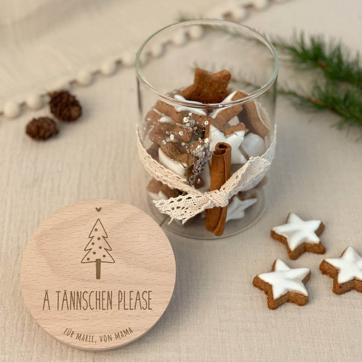 Personalisiertes Vorratsglas Gravur "Tannenbaum - Ä Tännschen Please"