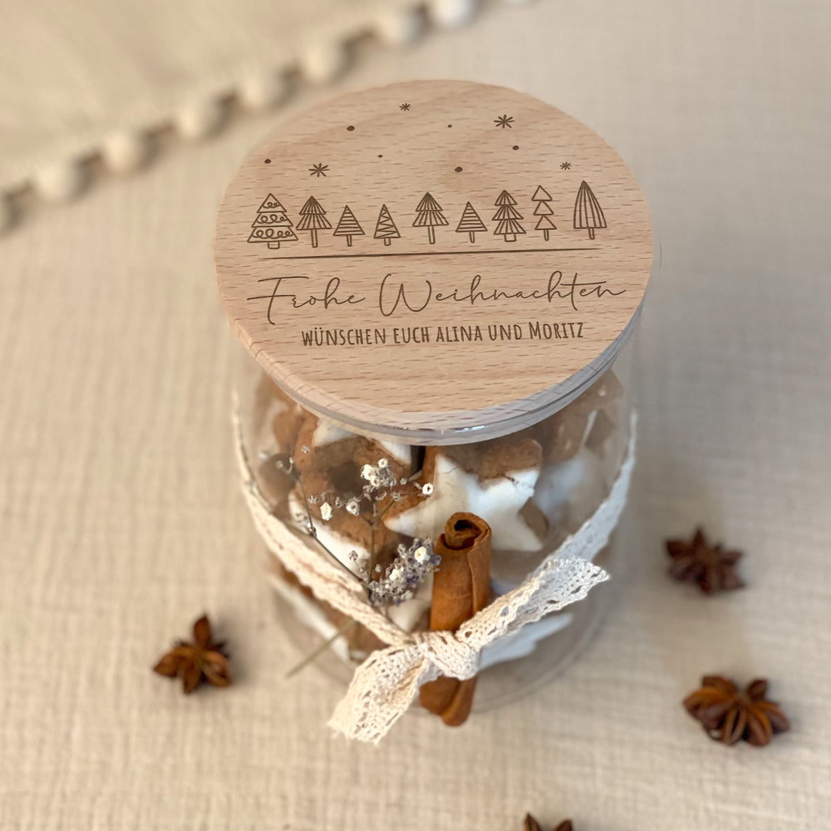 Personalisiertes Vorratsglas Gravur "Wald - Frohe Weihnachten"