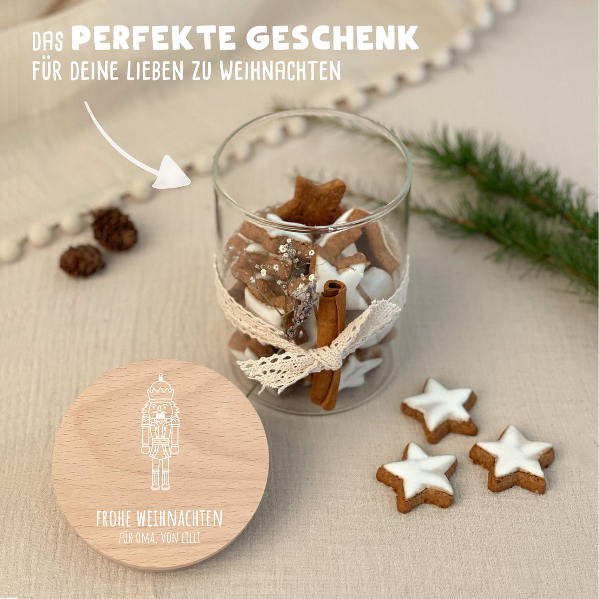 Personalisiertes Vorratsglas Weißdruck "Nussknacker"