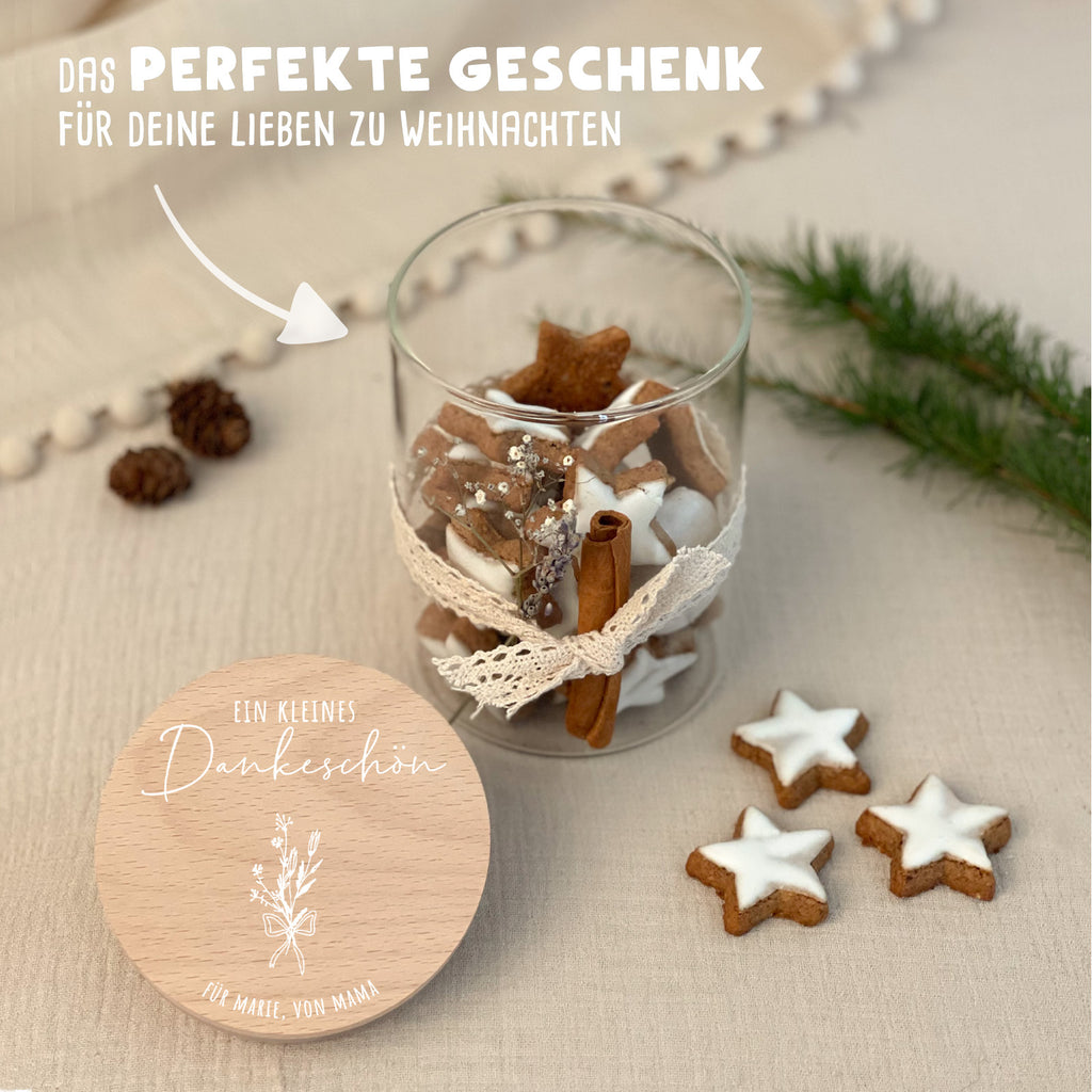 Personalisiertes Vorratsglas Weißdruck "Blumenstrauss"