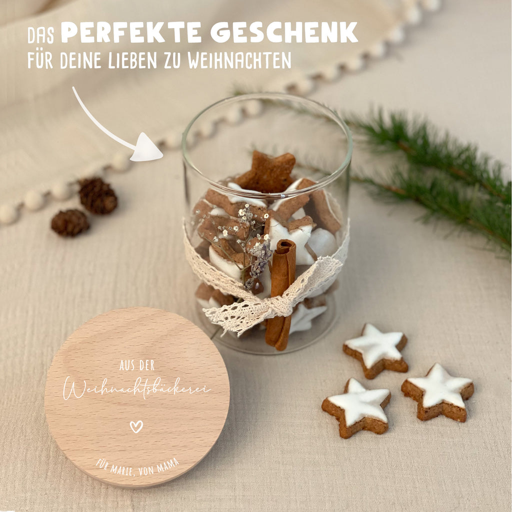 Personalisiertes Vorratsglas Weißdruck "Weihnachtsbäckerei"