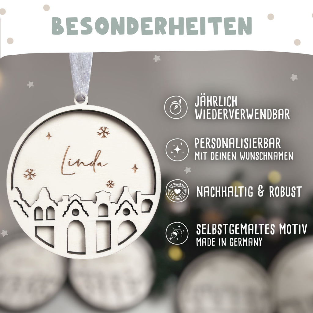 Personalisierte Weihnachtsbaumkugel 3D "Stadt"