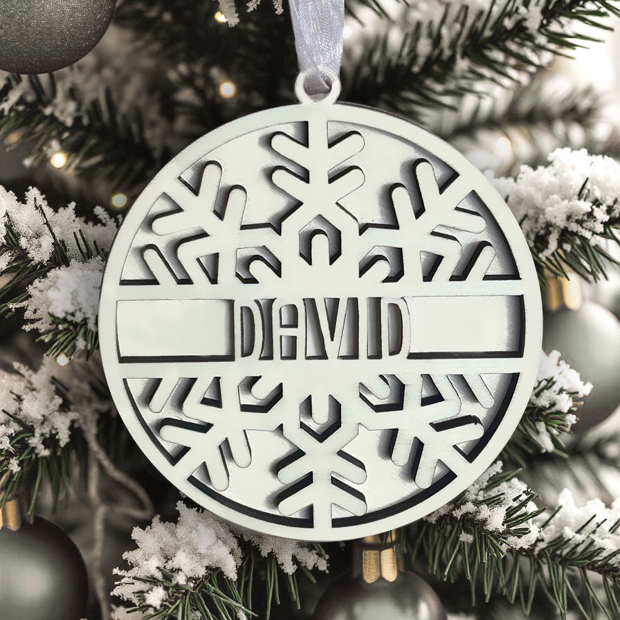 Personalisierte Weihnachtsbaumkugel(n) 3D "Schneeflocke"