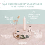 Personalisierter Geburtstagsteller Dinowelt mit Kerzenhalter, Vase & Jahreszahlen