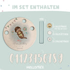 Personalisierter Geburtstagsteller Otter mit Kerzenhalter, Vase & Jahreszahlen