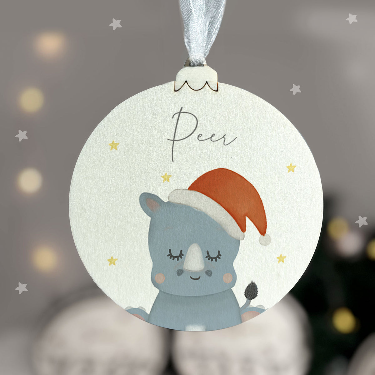 Personalisierte Weihnachtskugel Aquarell 4er Set "Safari"