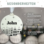Personalisierte Weihnachtskugel Aquarell "Stadt"