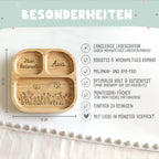 Babyteller „Blumenwiese“ personalisiert Gravur
