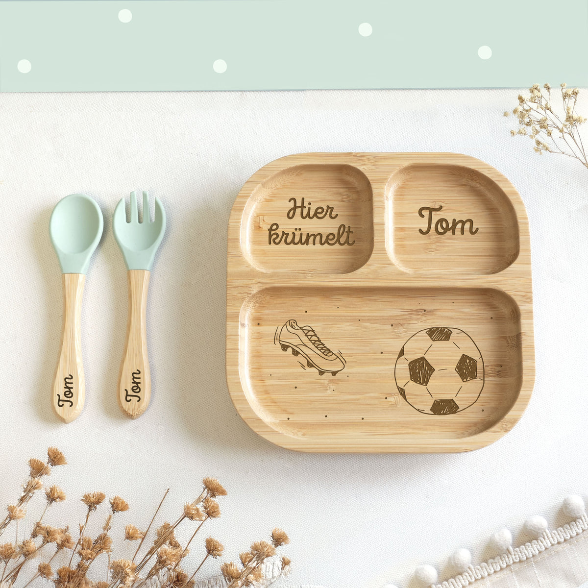 Personalisierter Babyteller "Fußball"