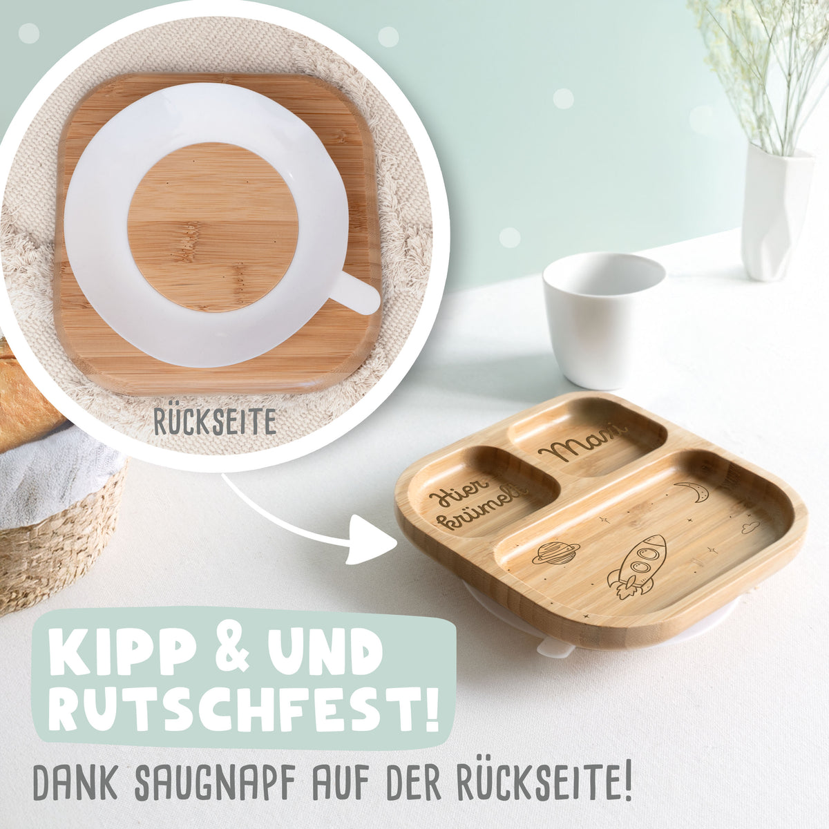 Babyteller „Rakete“ personalisiert Gravur