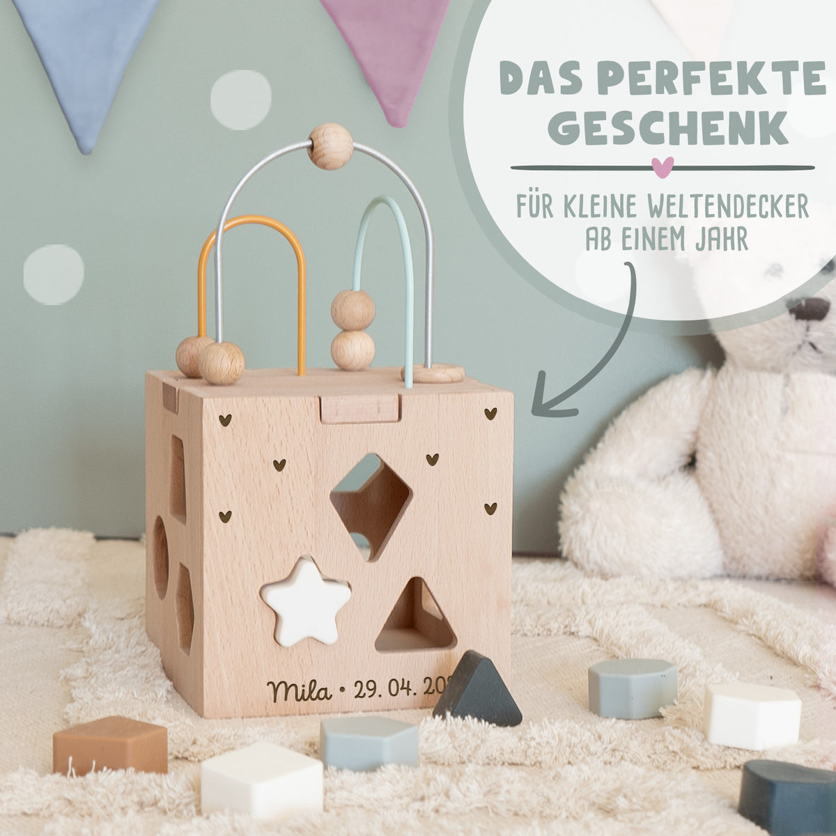 Personalisierter Motorikwürfel "Clean"