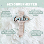 Personalisiertes Taufkreuz "Blume" 3D-Name