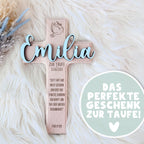Personalisiertes Taufkreuz "Blume" 3D-Name
