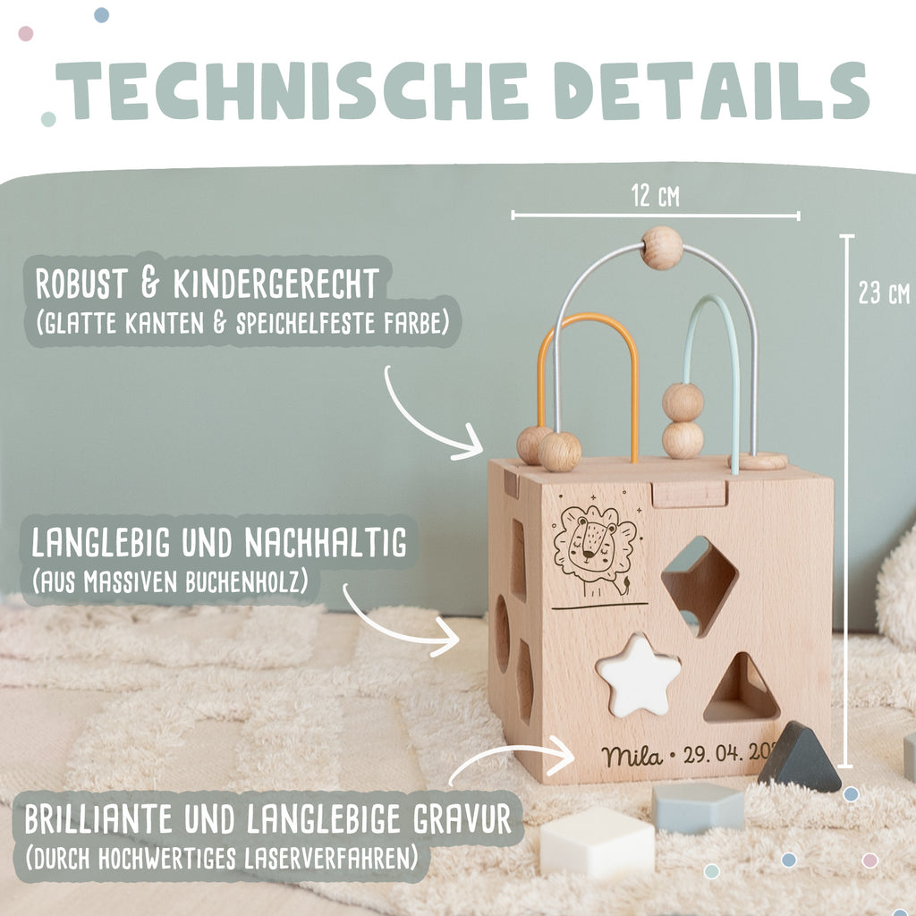 Personalisierter Motorikwürfel "Tier"