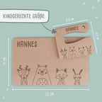 Personalisiertes Set aus Frühstücksbrettchen & Montessori-Kindermesser "Tierwelt"
