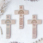 Personalisiertes Taufkreuz Aquarell "Regenbogen Rosa"