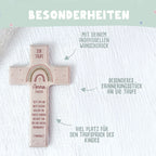 Personalisiertes Taufkreuz Aquarell "Regenbogen Rosa"