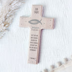 Personalisiertes Taufkreuz Aquarell "Fisch"