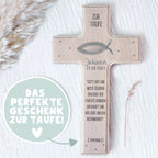Personalisiertes Taufkreuz Aquarell "Fisch"