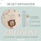 Personalisierter Geburtstagsteller Löwe mit Kerzenhalter, Vase & Jahreszahlen