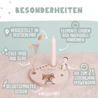 Personalisierter Geburtstagsteller Fuchs mit Kerzenhalter, Vase & Jahreszahlen
