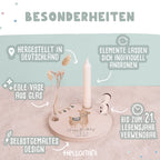 Personalisierter Geburtstagsteller Alpaka mit Kerzenhalter, Vase & Jahreszahlen
