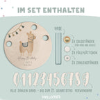 Personalisierter Geburtstagsteller Alpaka mit Kerzenhalter, Vase & Jahreszahlen