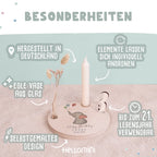 Personalisierter Geburtstagsteller Elefant mit Kerzenhalter, Vase & Jahreszahlen
