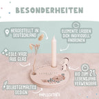 Personalisierter Geburtstagsteller Blumen mit Kerzenhalter, Vase & Jahreszahlen