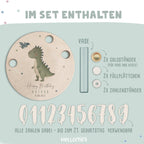 Personalisierter Geburtstagsteller T-Rex mit Kerzenhalter, Vase & Jahreszahlen