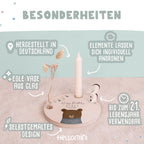 Personalisierter Geburtstagsteller Bär mit Kerzenhalter, Vase & Jahreszahlen