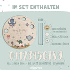 Personalisierter Geburtstagsteller Unterwasserwelt mit Kerzenhalter, Vase & Jahreszahlen