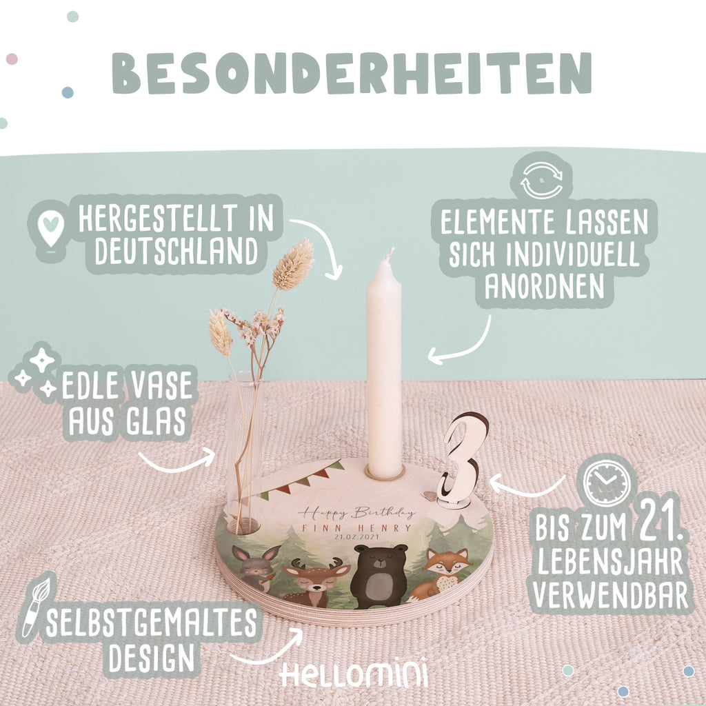Geburtstagsteller „Waldtiere“ personalisiert Druck