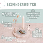 Personalisierter Geburtstagsteller Otter mit Kerzenhalter, Vase & Jahreszahlen