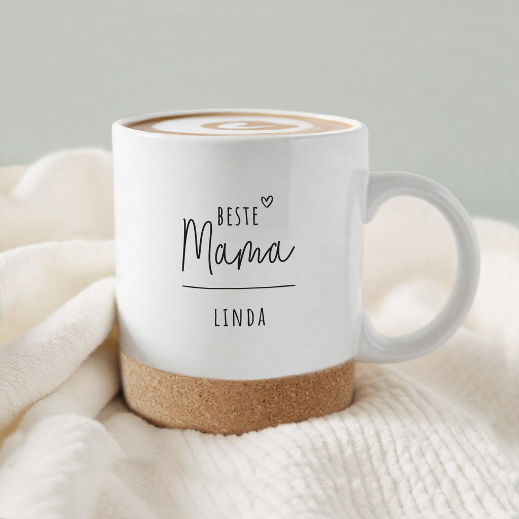 Personalisierte Tasse mit Korkboden und Deckel "Muttertag"