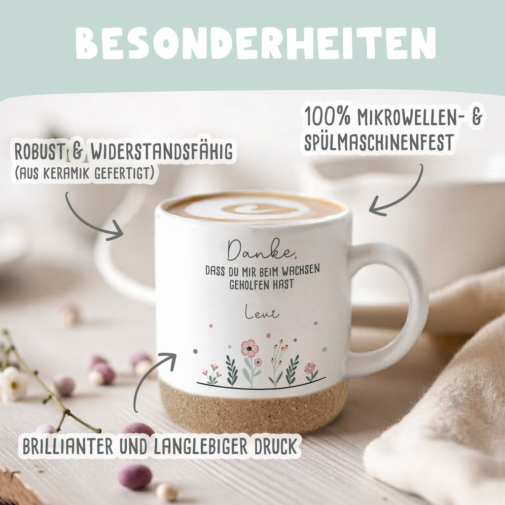 Personalisierte Tasse mit Korkboden und Deckel "Muttertag"