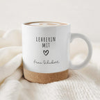 Personalisierte Tasse mit Korkboden und Deckel "Dankeschön" als Abschiedsgeschenk