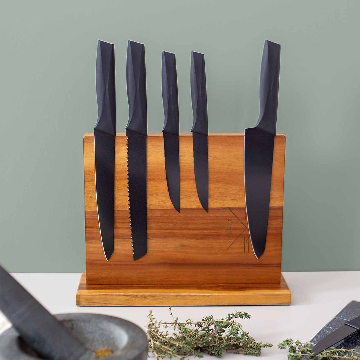 Messerblock Akazie magnetisch für bis zu 7 Messer