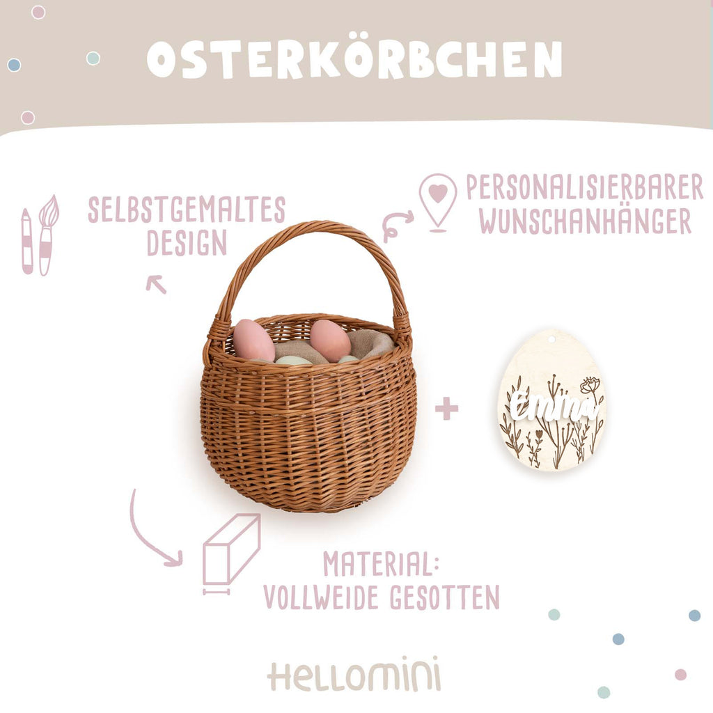 Osterkörbchen 3D-Name mit Wunsch-Anhänger